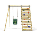 Rebo Glide Wooden Single Swing Sets with Climbing Wall and Swing Seat – Lavender