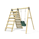 Rebo Glide Wooden Single Swing Sets with Climbing Wall and Swing Seat – Lavender