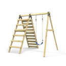 Rebo Glide Wooden Single Swing Sets with Climbing Wall and Swing Seat – Lavender