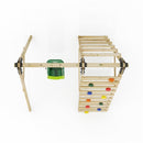 Rebo Glide Wooden Single Swing Sets with Climbing Wall and Swing Seat – Lavender