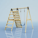 Rebo Glide Wooden Single Swing Sets with Climbing Wall and Swing Seat – Lavender