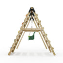 Rebo Glide Wooden Single Swing Sets with Climbing Wall and Swing Seat – Lavender