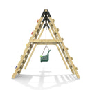 Rebo Glide Wooden Single Swing Sets with Climbing Wall and Swing Seat – Lavender