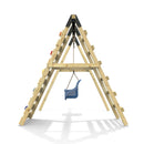 Rebo Glide Wooden Single Swing Sets with Climbing Wall and Swing Seat – Lavender