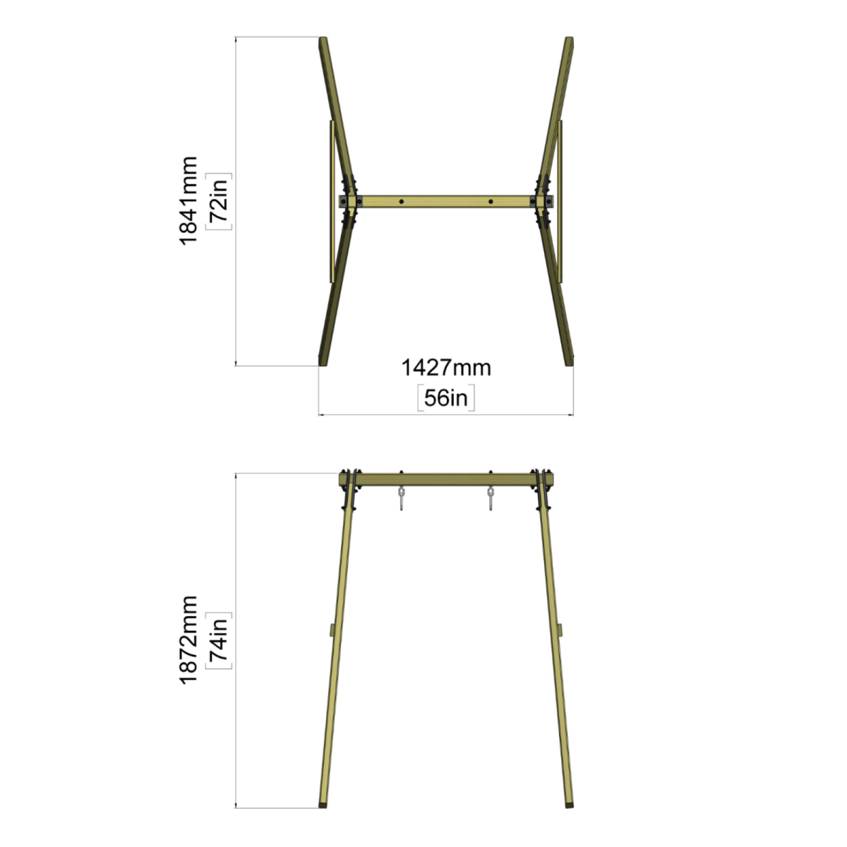 Rebo Glide Wooden Single Swing Sets with Swing Seat – Dandelion