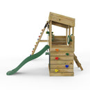 Rebo Lookout Tower Playhouse with Single Swing and Climbing Wall plus Slide - Ascent Camouflage