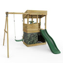 Rebo Lookout Tower Playhouse with Single Swing and Slide - Yellowstone Camouflage