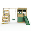 Rebo Lookout Tower Playhouse with Swing and Climbing Wall plus 6ft Slide - Ascent