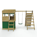 Rebo Lookout Tower Playhouse with Swing and Climbing Wall plus 6ft Slide - Ascent