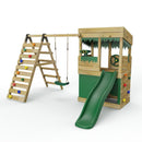 Rebo Lookout Tower Playhouse with Swing and Climbing Wall plus 6ft Slide - Ascent