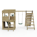 Rebo Lookout Tower Playhouse with Swing and Climbing Wall plus 6ft Slide - Crest