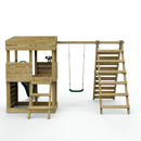 Rebo Lookout Tower Playhouse with Swing and Climbing Wall plus 6ft Slide - Crest