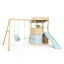 Rebo Lookout Tower with Double Swing, Wave Slide, Adventure and Den Packs