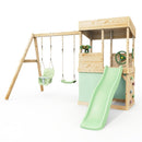 Rebo Lookout Tower with Double Swing, Wave Slide, Adventure and Den Packs