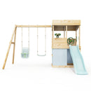 Rebo Lookout Tower with Double Swing, Wave Slide, Adventure and Den Packs