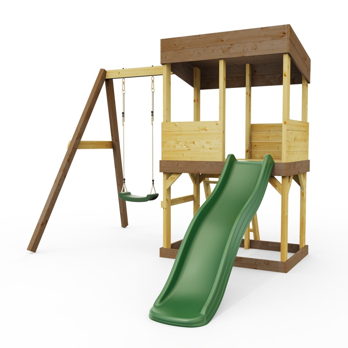 Rebo Lookout Tower with Single Swing and Wave Slide | Outdoortoys