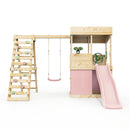 Rebo Lookout Tower with Single Swing, Wave Slide, Climbing Wall, Adventure and Den Packs