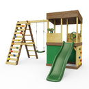Rebo Lookout Tower with Single Swing, Wave Slide, Climbing Wall, Adventure and Den Packs