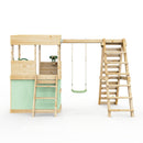 Rebo Lookout Tower with Single Swing, Wave Slide, Climbing Wall, Adventure and Den Packs