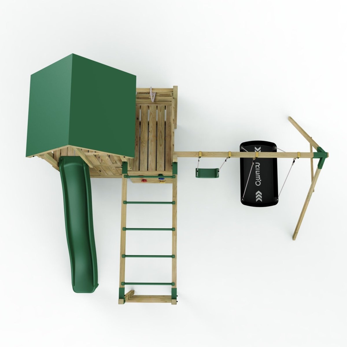 Rebo Modular Wooden Climbing Frame Adventure Playset - M10 Double Swing