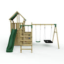 Rebo Modular Wooden Climbing Frame Adventure Playset - M10 Double Swing