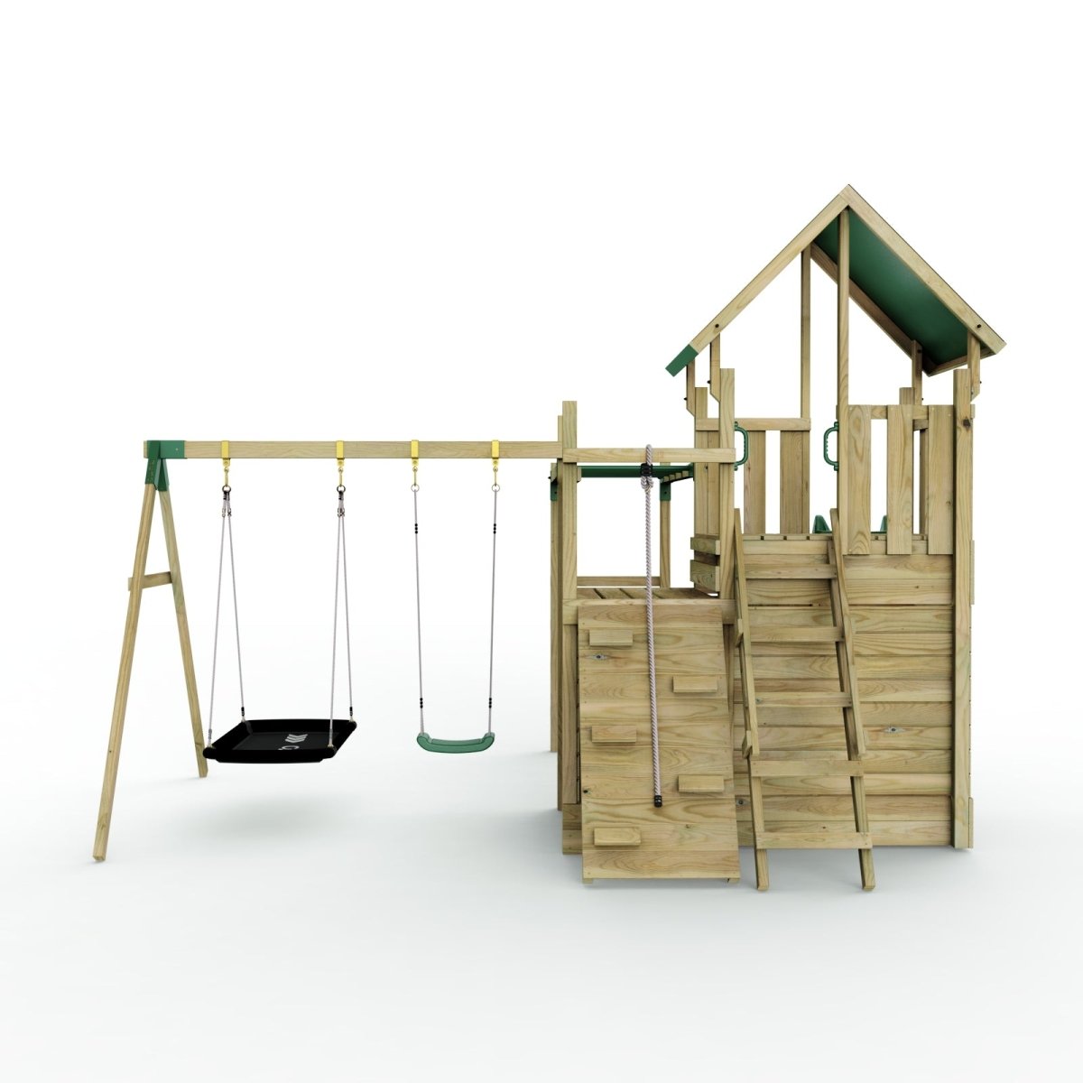 Rebo Modular Wooden Climbing Frame Adventure Playset - M10 Double Swing