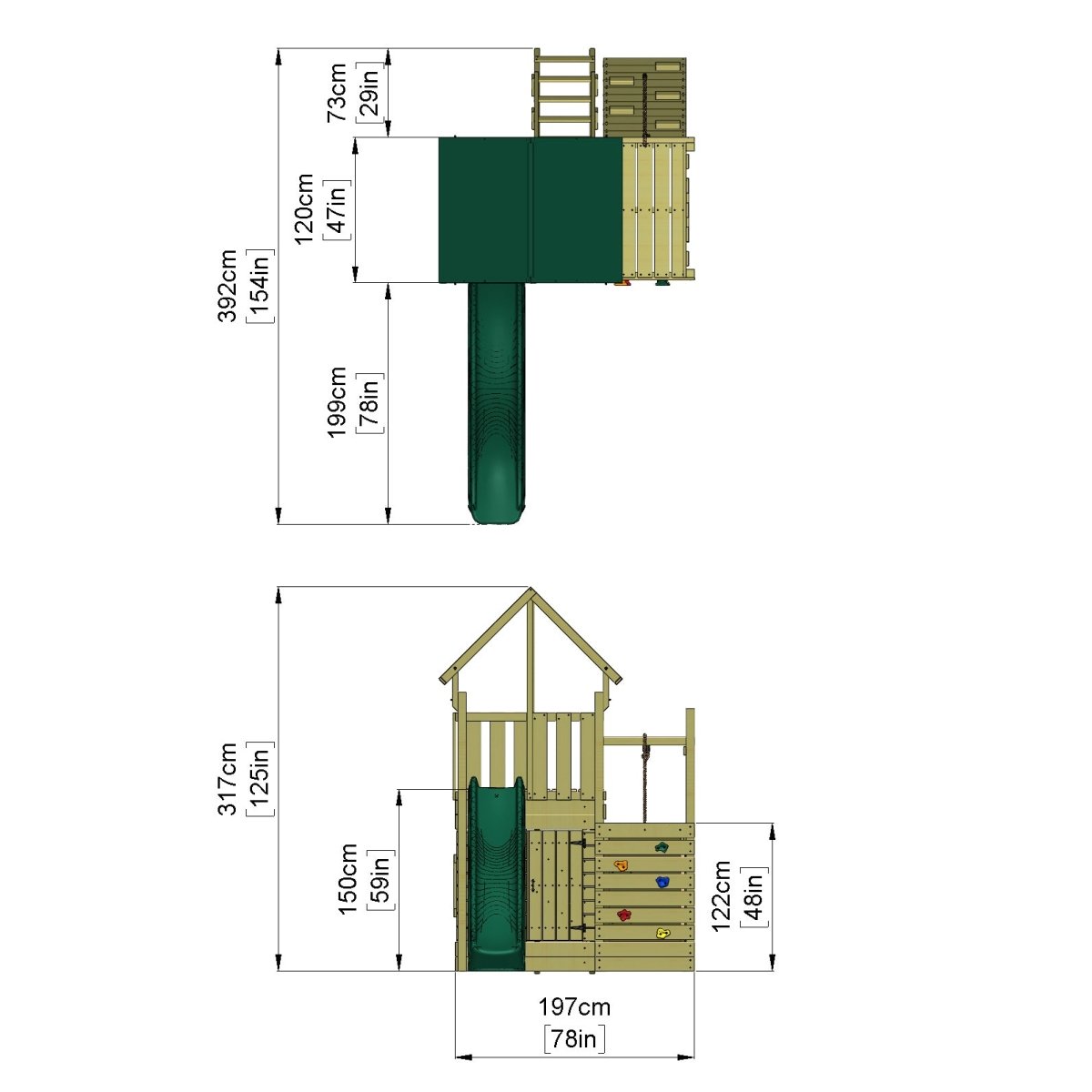 Rebo Modular Wooden Climbing Frame Adventure Playset - M8 plus Ramp