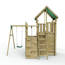 Rebo Modular Wooden Climbing Frame Adventure Playset - M8 plus Ramp & Single Swing