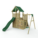 Rebo Modular Wooden Climbing Frame Adventure Playset - M8 plus Ramp & Single Swing