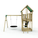 Rebo Modular Wooden Climbing Frame Adventure Playset - Swing Charnwood