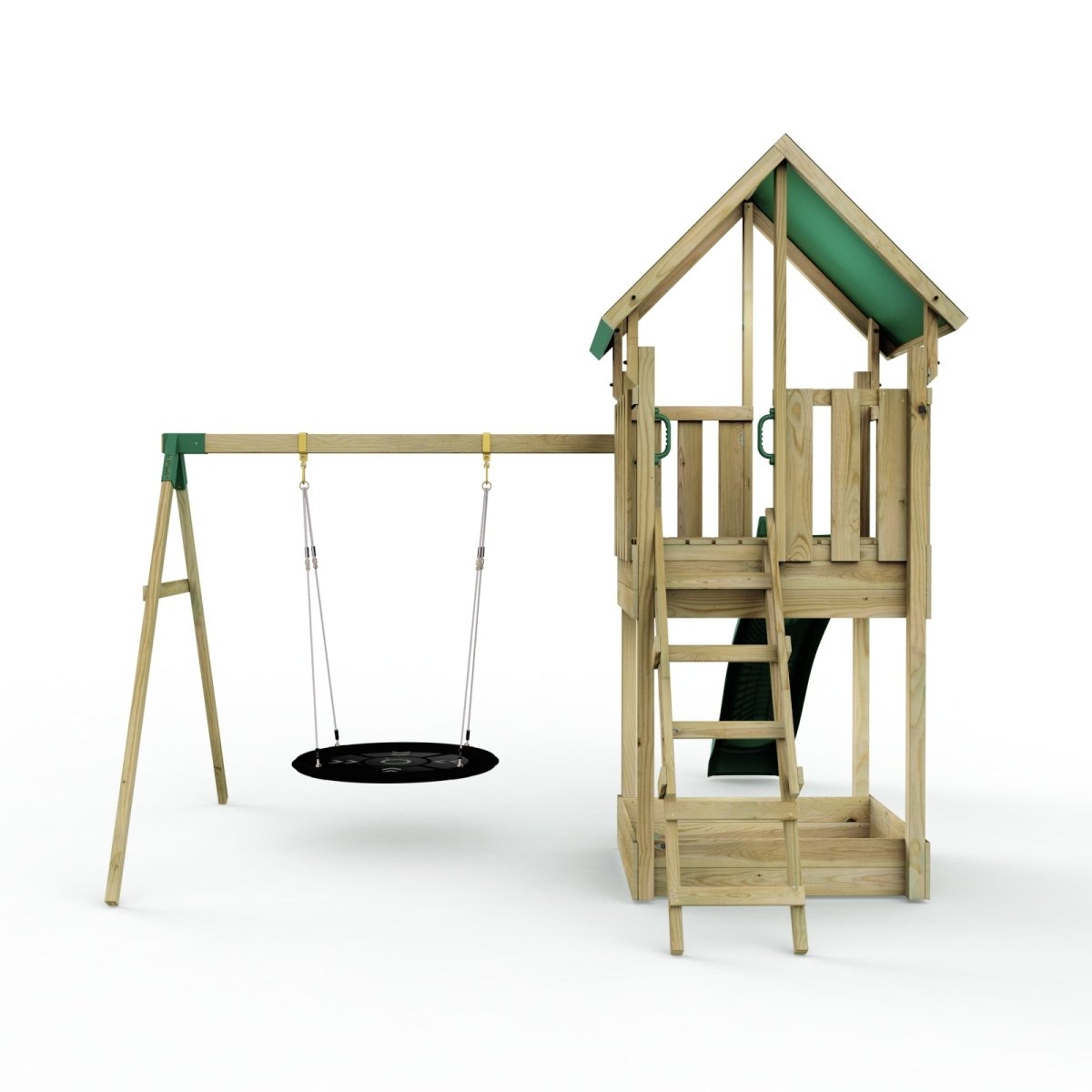 Rebo Modular Wooden Climbing Frame Adventure Playset - Swing Charnwood