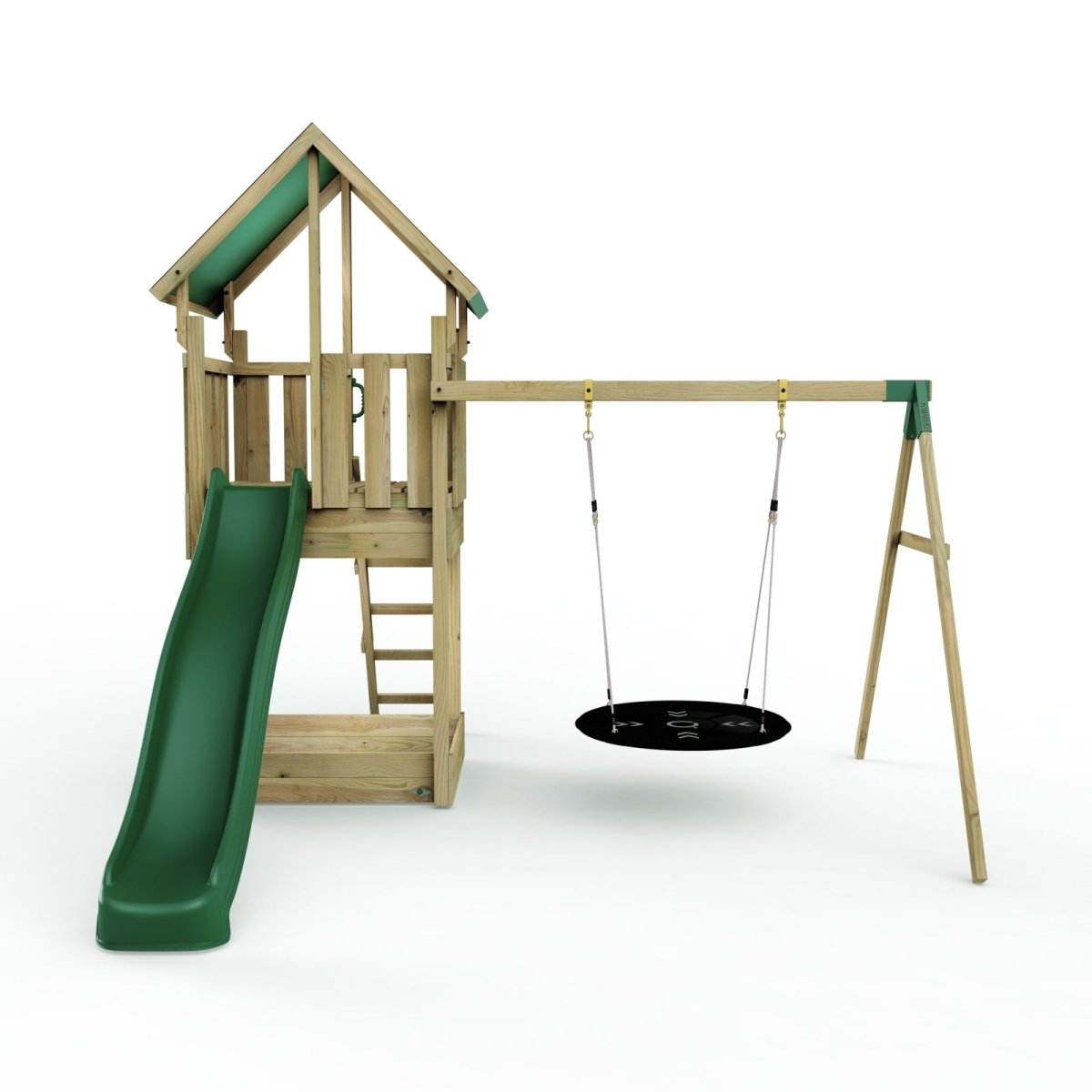 Rebo Modular Wooden Climbing Frame Adventure Playset - Swing Charnwood