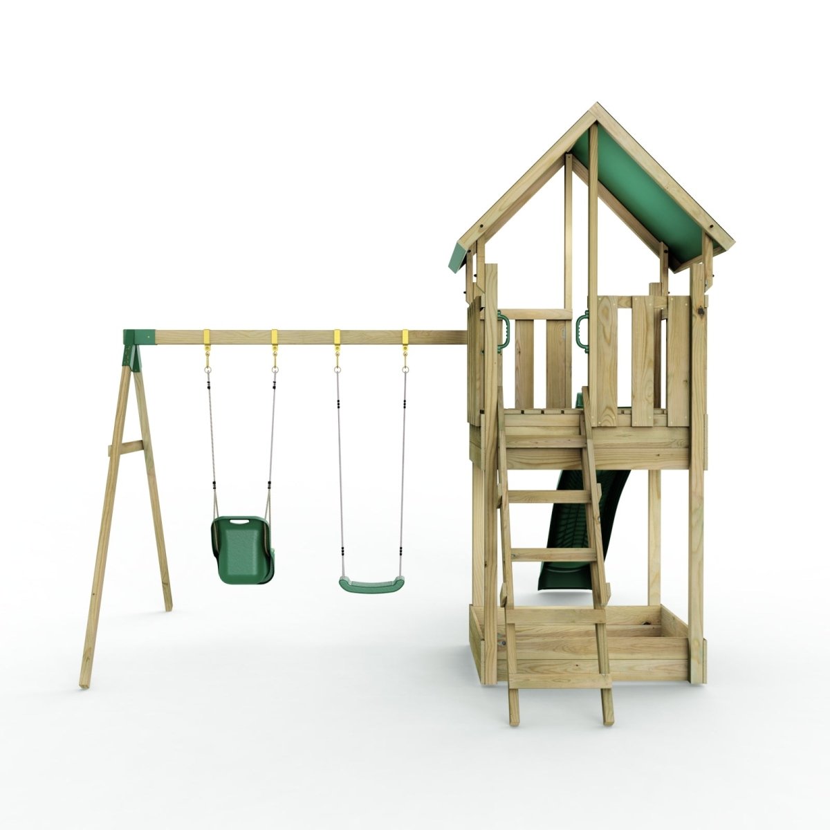 Rebo Modular Wooden Climbing Frame Adventure Playset - Swing Haldon