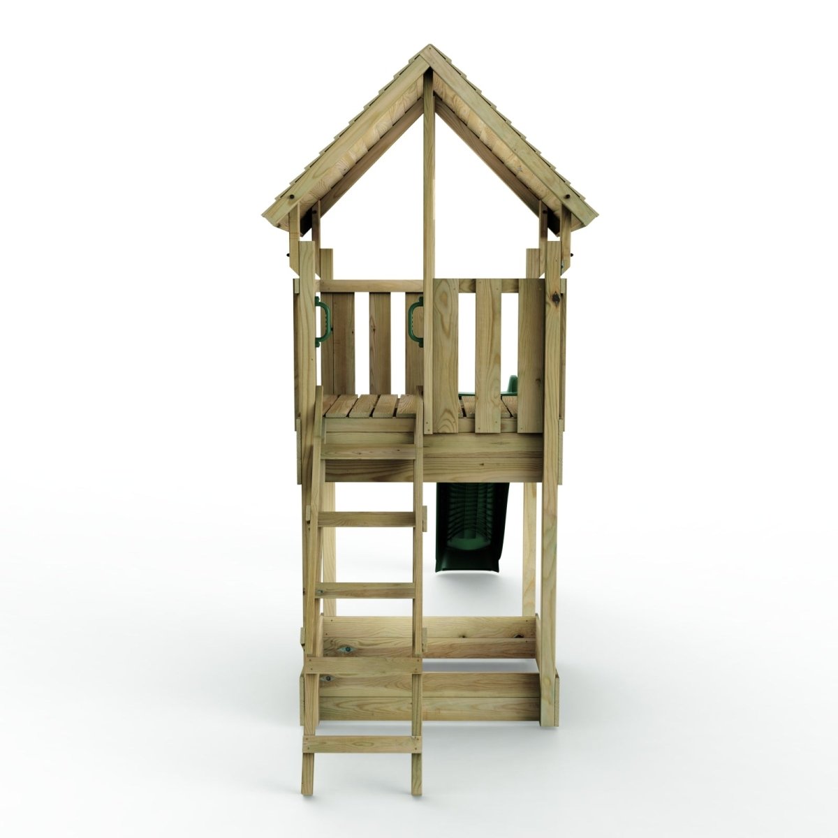 Rebo Modular Wooden Climbing Frame Adventure Playset - Tower with Wooden Roof