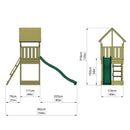 Rebo Modular Wooden Climbing Frame Adventure Playset - Tower with Wooden Roof