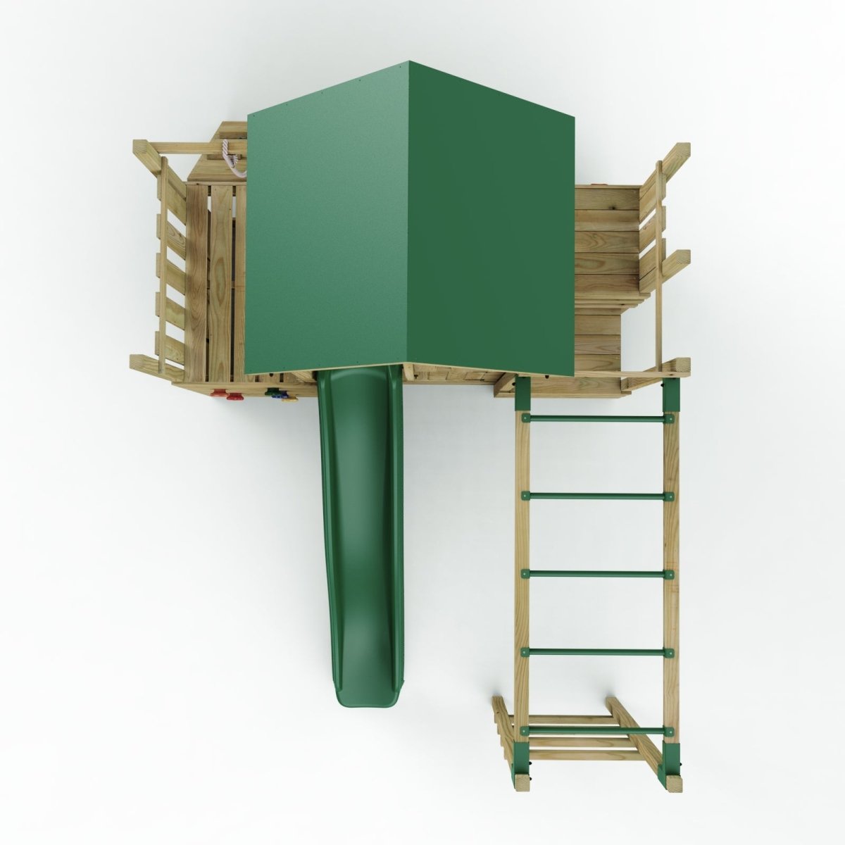 Rebo Modular Wooden Climbing Frame Playset - M21 Ramp, Den & Monkey Bars