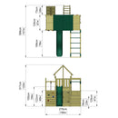 Rebo Modular Wooden Climbing Frame Playset - M21 Ramp, Den & Monkey Bars