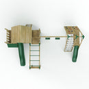 Rebo Modular Wooden Climbing Frame Playset - M27 Double Swing, Monkey Bars & Den