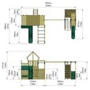 Rebo Modular Wooden Climbing Frame Playset - M27 Double Swing, Monkey Bars & Den