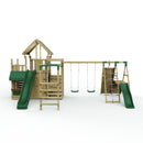 Rebo Modular Wooden Climbing Frame Playset - M27 Double Swing, Monkey Bars & Den