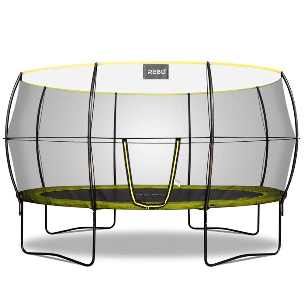 Rebo Oval Base Jump 2 10 X 14FT Trampoline With Enclosure Rebo Oval Base Jump 2 10 X 14FT Trampoline With Enclosure