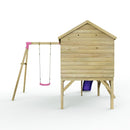 Rebo Playhouse and Single Swing Set with Slide - Solar Purple