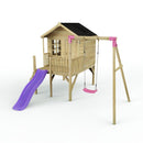 Rebo Playhouse and Single Swing Set with Slide - Solar Purple