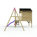 Rebo Playhouse and Single Swing Set with Slide - Solar Purple