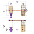 Rebo Single Swing Set with Climbing Wall and Slide - Amber Purple