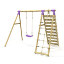 Rebo Single Swing Set with Climbing Wall - Aria Purple