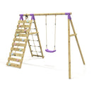 Rebo Single Swing Set with Climbing Wall - Aria Purple