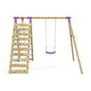 Rebo Single Swing Set with Climbing Wall - Aria Purple