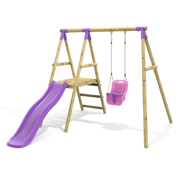 Rebo Single Swing Set with Slide - Cassini Purple