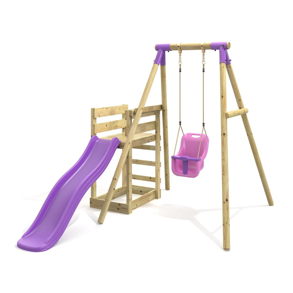 Rebo Single Swing Set with Slide - Pluto Purple